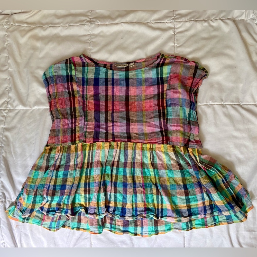 HOLDING HORSES Multicolor Plaid Cotton Top